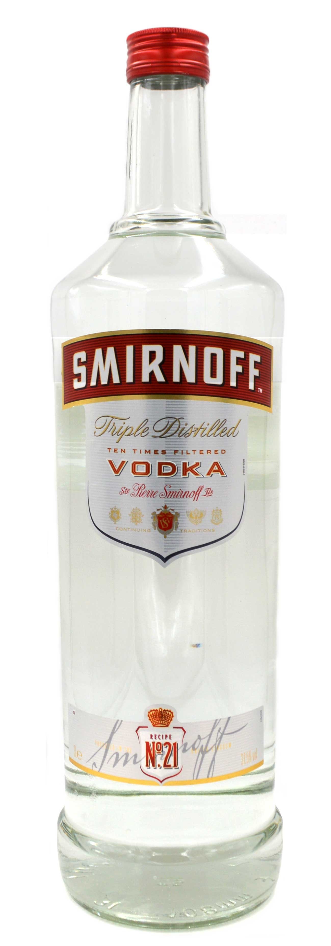 Smirnoff Vodka Red Label - 3-Liter Grossflasche - 3-fach destillierter Wodka
