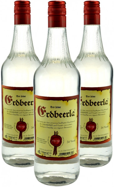 3 Flaschen Prinz Erdbeerla (Erdbeerschnaps) 1,0l aus Österreich