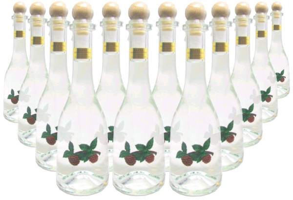 12 Flaschen Prinz Himbeergeist 0,5l - Spirituose aus Österreich in Rustikaflasche mit Himbeeren-Fruc