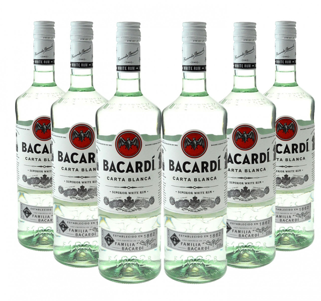 6 bottles of Bacardi Light Dry 1.0l - white Rum | worldwidespirits