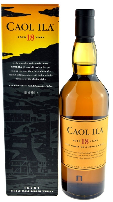 Caol Ila Whisky 18 years 0.7l with 43% alc./vol., Caol Ila Single Islay  Malt Scotch Whisky, incl. gift box