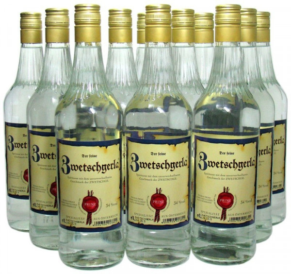 8 Flaschen Prinz Zwetschgerla (Zwetschgenschnaps) 1,0l aus Österreich