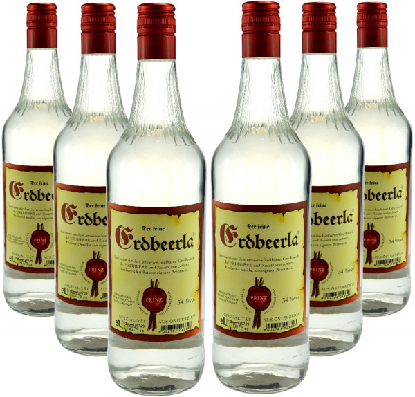 6 Flaschen Prinz Erdbeerla (Erdbeerschnaps) 1,0l aus Österreich