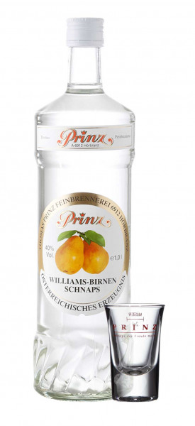 Prinz Williams Birnen Schnaps 1.0l incl. 1 glass - pear spirits from Austria