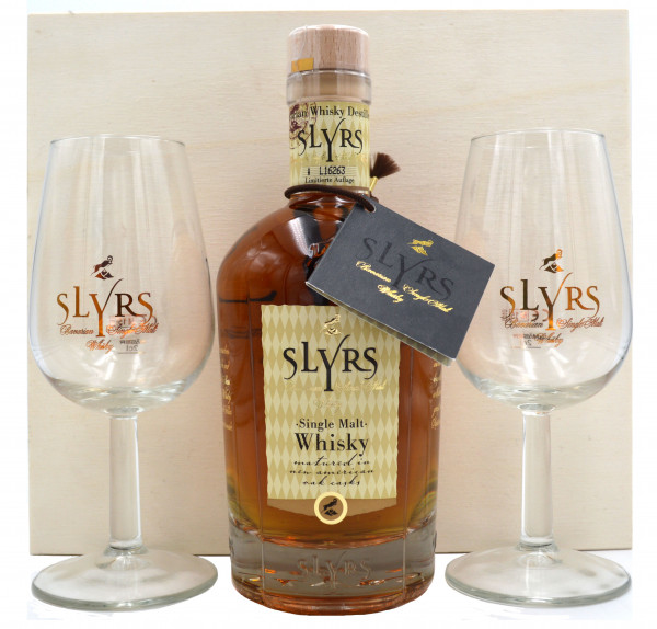 Slyrs Kerpalt in wooden box + 2 glasses