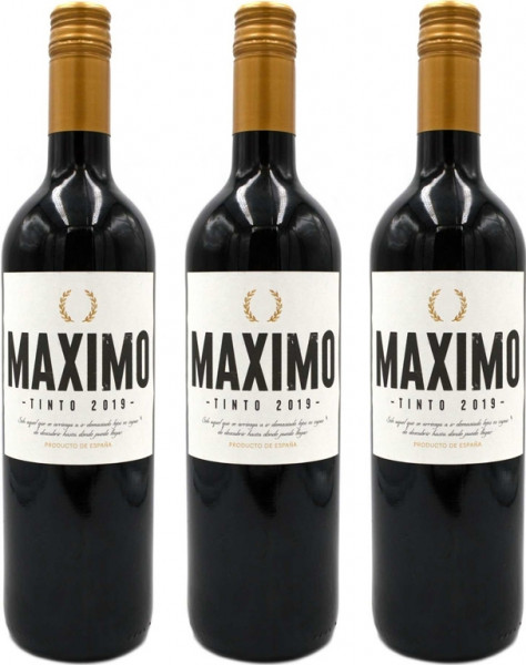 Geschenkpackung 3er Set Maximo Tinto 0,75l - Rotwein aus Spanien inkl. Holzkiste