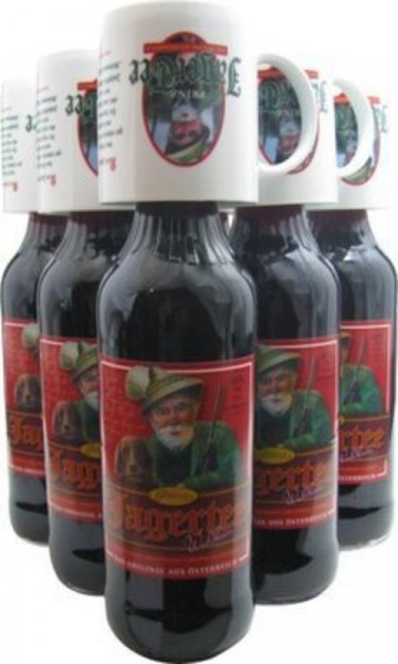 6 Flaschen Prinz Jager-Tee Waldbeere 40% vol. 1,0l + 6 Jagertee-Tassen 0,25l - Original Jagatee