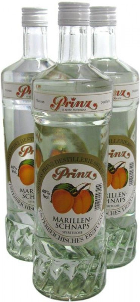 3 Flaschen Prinz Marillenschnaps 1,0l Spirituose aus Österreich