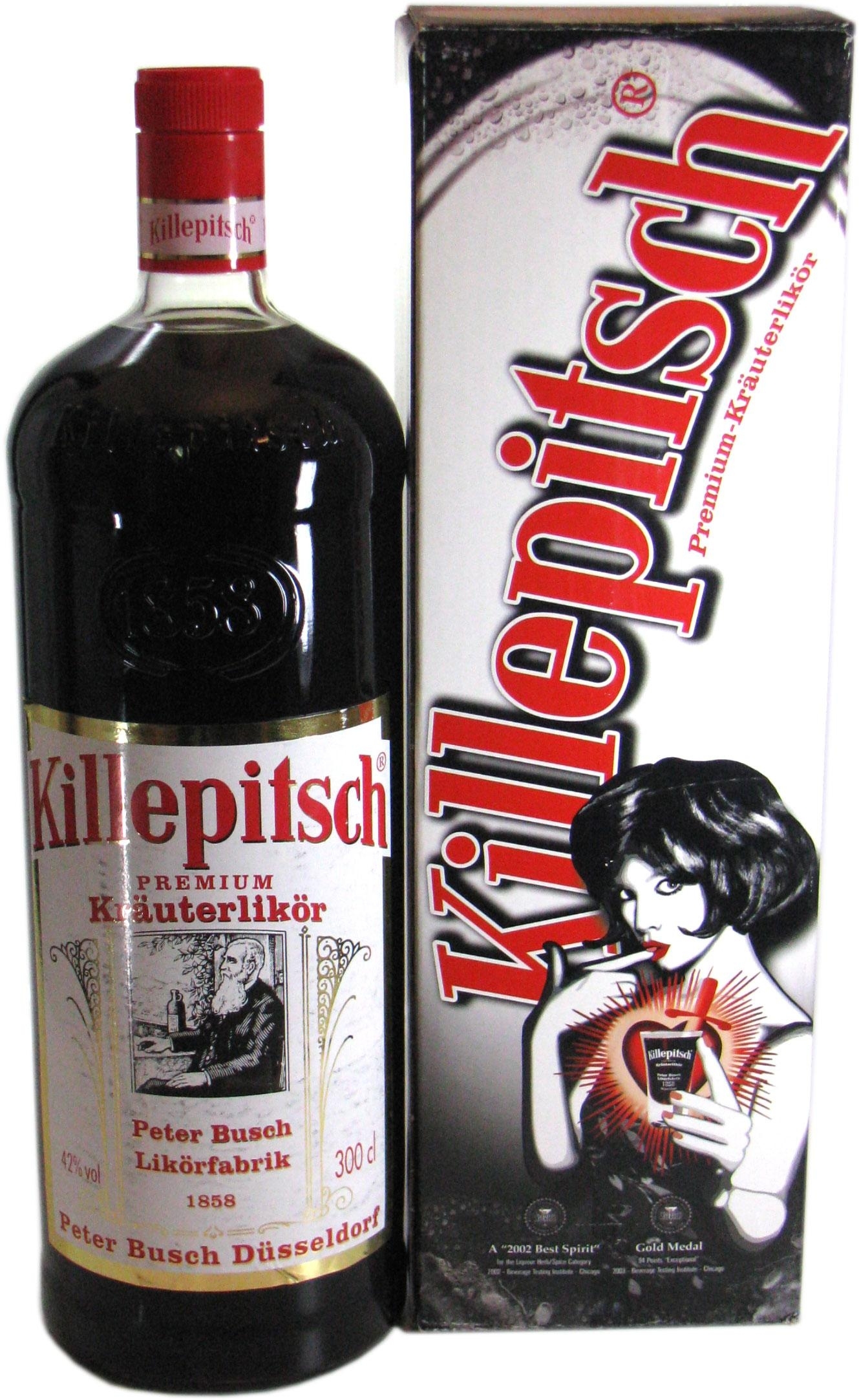 b>Killepitsch 3.0l big bottle with gift box - herb liqueur from  Germany</b><BR><BR>1 litre = EUR31.65 | worldwidespirits
