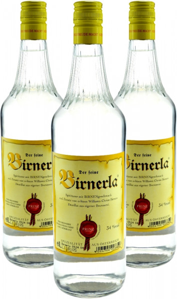 3 Flaschen Prinz Kirscherla 1,0l - feiner Kirschbrand aus Österreich