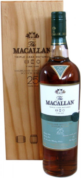Rarität: Macallan 25 Jahre, Fine Oak + Holzkiste 0,7l - Single Highland Malt Scotch Whisky
