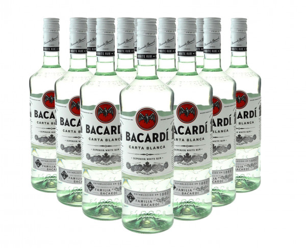 12 Flaschen Bacardi Light Dry 1,0l - weisser Rum